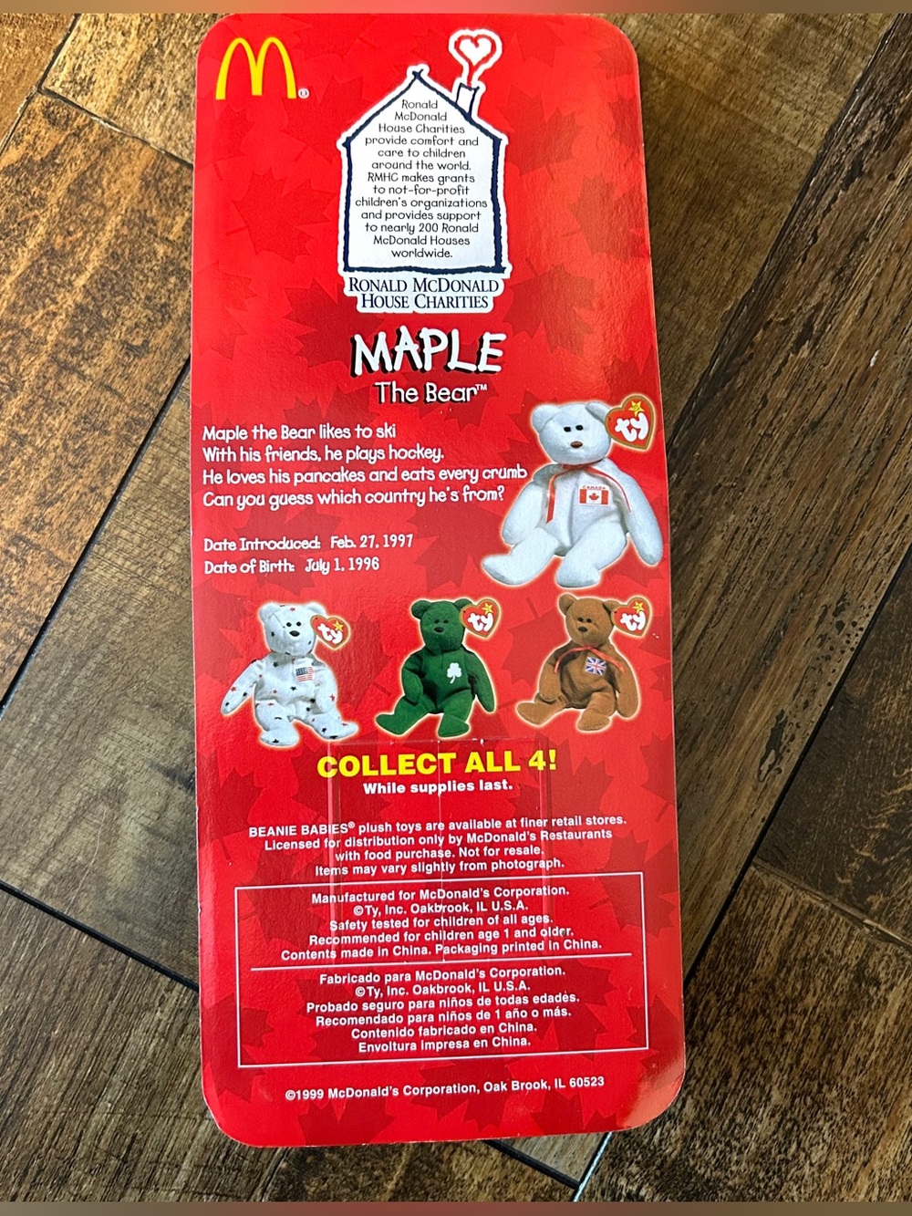 TY McDonalds Beanie Baby Erin Maple Britannia Glory the Bear 1999 SET OF 4 - Picture 14 of 16